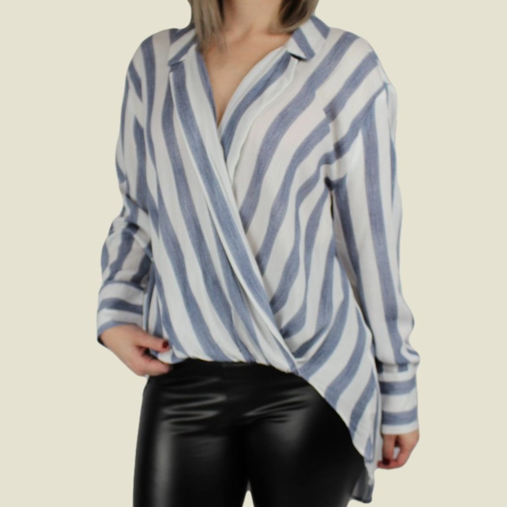 Striped Hi-Lo Blouse
